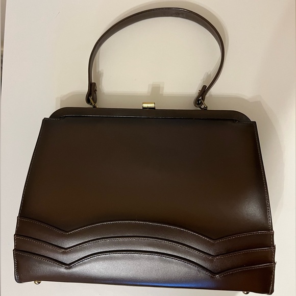 Vintage Chocolate Brown 50s/60s Leather Shoulder Bag Purse - Amazing Condition - Picture 8 of 8